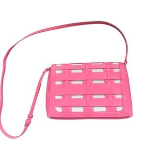 A New Day Pink Basket Weave Woven Barbie Crossbody Shoulder Bag Purse
